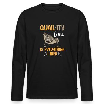 Quail Bird - Men's Premium Organic Long Sleeve Shirt - black - Front - Nico (187cm)