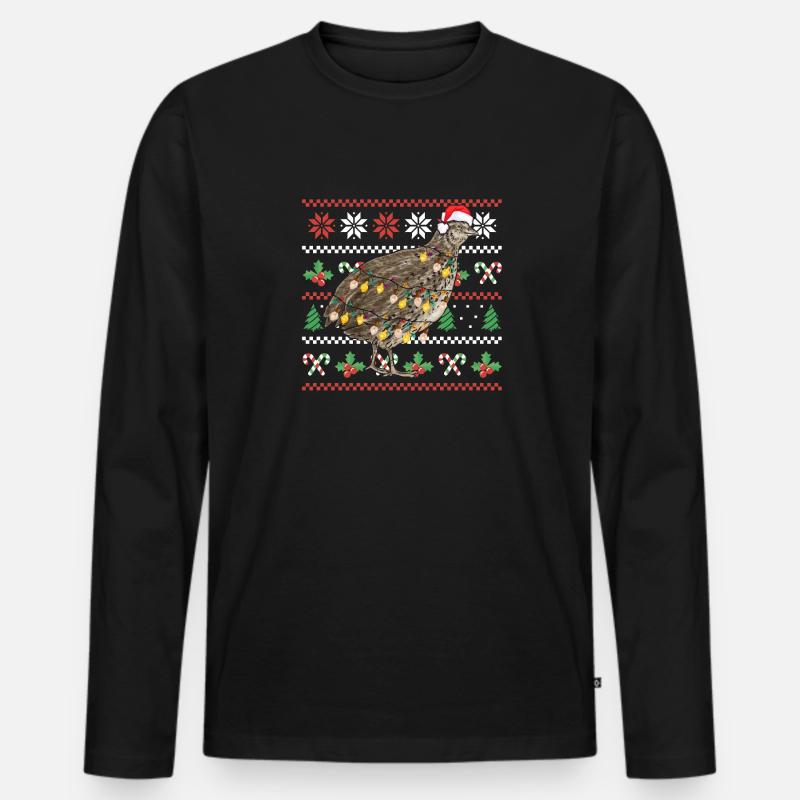 Wachtel Vogel - Männer Premium Bio Langarmshirt - Schwarz