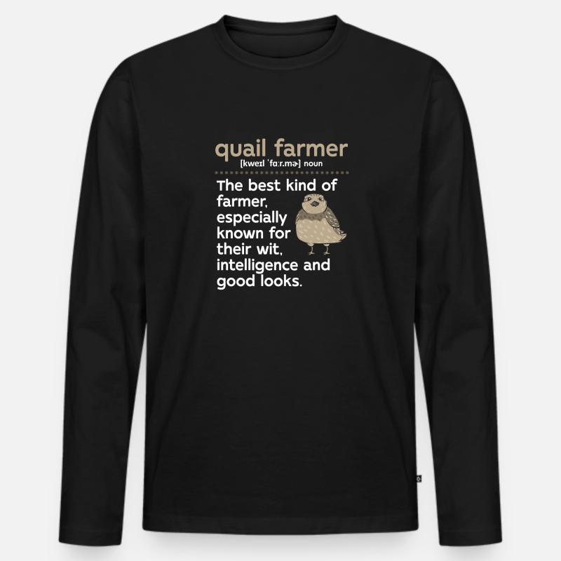 Wachtel Vogel - Männer Premium Bio Langarmshirt - Schwarz