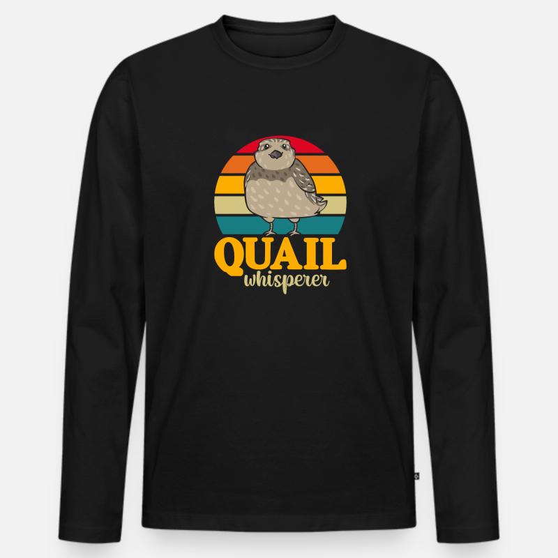 Wachtel Vogel - Männer Premium Bio Langarmshirt - Schwarz