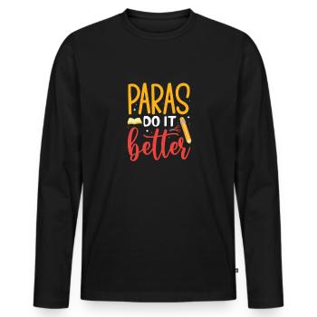 Les paras font mieux Para Professional Teacher - T-shirt manches longues Premium bio Homme - noir - Devant - Nico (187cm)
