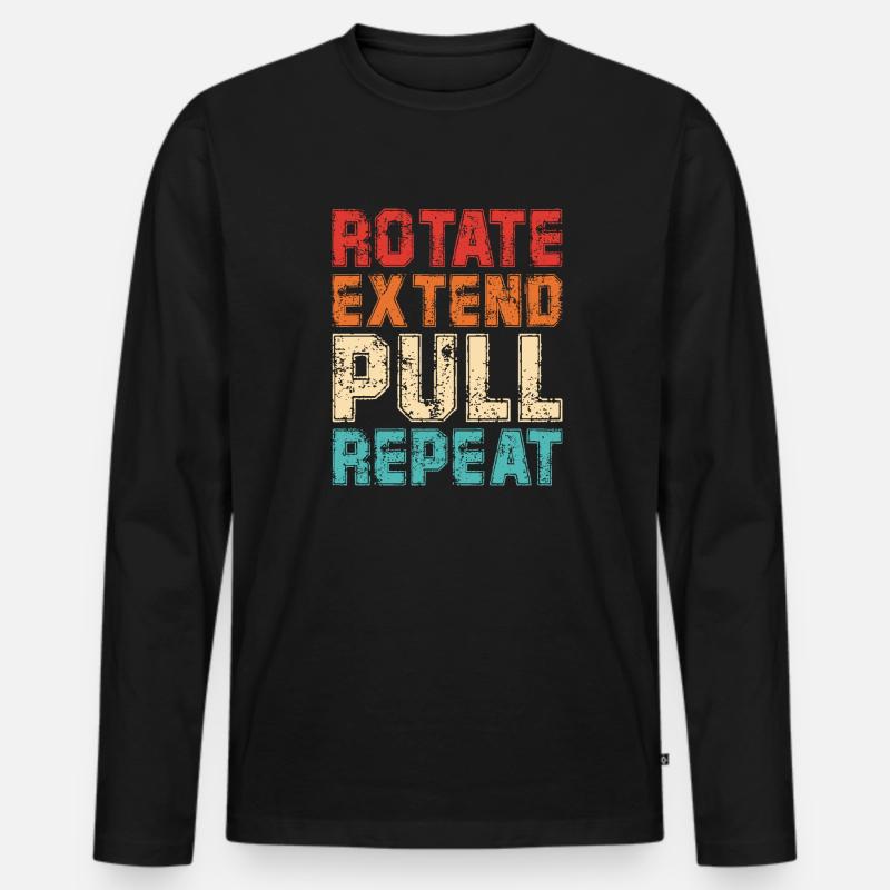 Rotate Extend Pull Repeat - Männer Premium Bio Langarmshirt - Schwarz