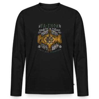Vathor - Fête des pères Cadeau Fête des Pères Viking - T-shirt manches longues Premium bio Homme - noir - Devant - Nico (187cm)