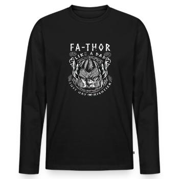 Vathor - Fête des pères Cadeau Fête des Pères Viking - T-shirt manches longues Premium bio Homme - noir - Devant - Nico (187cm)