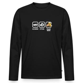 Schere, Stein, Paar, Bier - das perfekte Outfit - Männer Premium Bio Langarmshirt - Schwarz - Vorne - Nico (187cm)