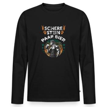 Schere, Stein, Paar, Bier - das perfekte Outfit - Männer Premium Bio Langarmshirt - Schwarz - Vorne - Nico (187cm)