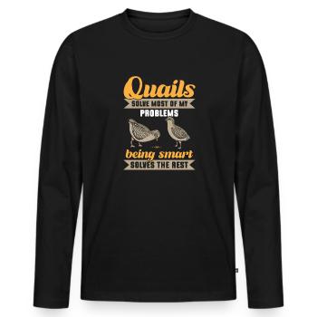 Quail Bird - Men's Premium Organic Long Sleeve Shirt - black - Front - Nico (187cm)
