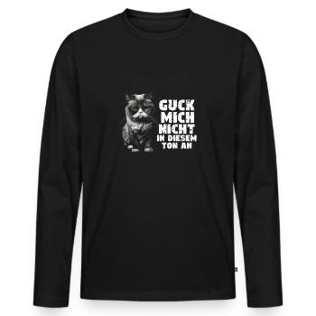 Schau mich nicht in diesem Ton an! - Männer Premium Bio Langarmshirt - Schwarz - Vorne - Nico (187cm)