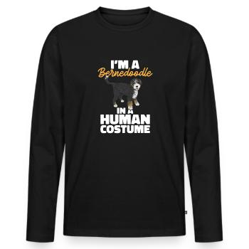 Bernedoodle Hund - Männer Premium Bio Langarmshirt - Schwarz - Vorne - Nico (187cm)