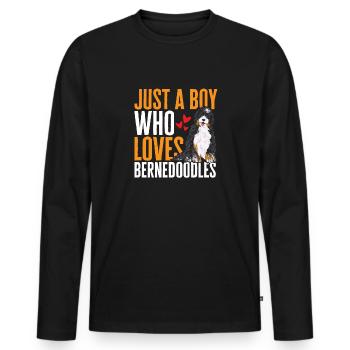 Bernedoodle Dog - Men's Premium Organic Long Sleeve Shirt - black - Front - Nico (187cm)