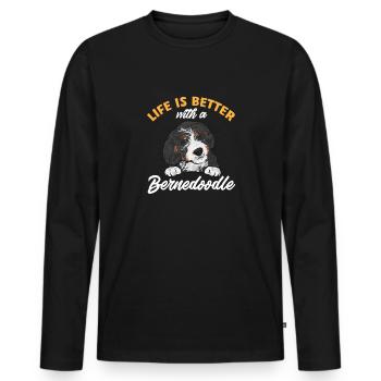 Bernedoodle Dog - Men's Premium Organic Long Sleeve Shirt - black - Front - Nico (187cm)