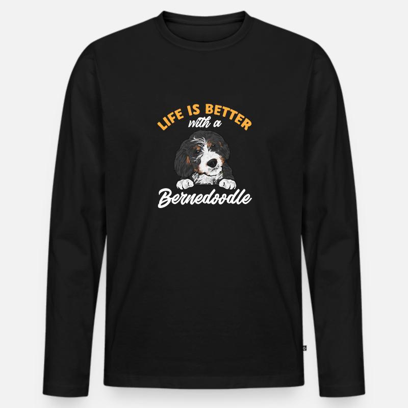 Bernedoodle Hund - Männer Premium Bio Langarmshirt - Schwarz