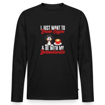 Bernedoodle Hund - Männer Premium Bio Langarmshirt - Schwarz - Vorne - Nico (187cm)