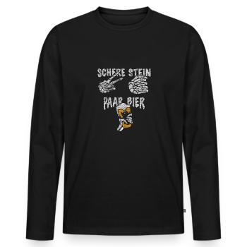 Schere, Stein, Paar, Bier - das perfekte Outfit - Männer Premium Bio Langarmshirt - Schwarz - Vorne - Nico (187cm)