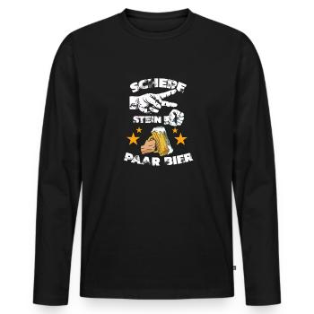 Schere, Stein, Paar, Bier - das perfekte Outfit - Männer Premium Bio Langarmshirt - Schwarz - Vorne - Nico (187cm)