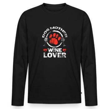 Dog mother and wine lover - Men's Premium Organic Long Sleeve Shirt - black - Front - Nico (187cm)