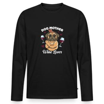 Dog mother and wine lover - Men's Premium Organic Long Sleeve Shirt - black - Front - Nico (187cm)