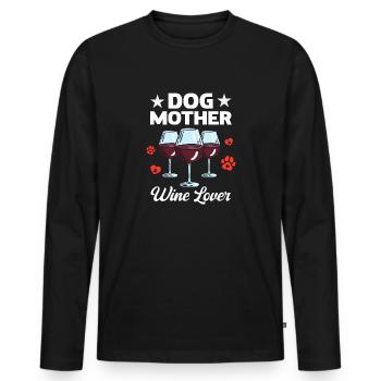 Dog mother and wine lover - Men's Premium Organic Long Sleeve Shirt - black - Front - Nico (187cm)