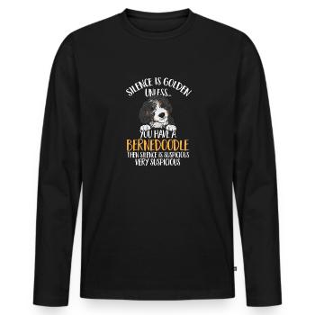 Bernedoodle Dog - Men's Premium Organic Long Sleeve Shirt - black - Front - Nico (187cm)
