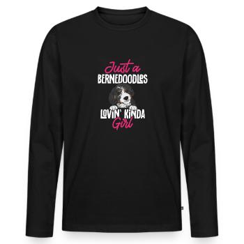Bernedoodle Dog - Men's Premium Organic Long Sleeve Shirt - black - Front - Nico (187cm)