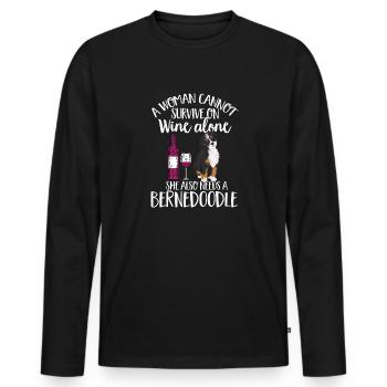 Bernedoodle Dog - Men's Premium Organic Long Sleeve Shirt - black - Front - Nico (187cm)