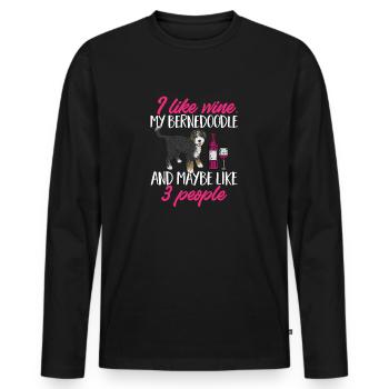 Bernedoodle Dog - Men's Premium Organic Long Sleeve Shirt - black - Front - Nico (187cm)