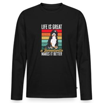 Chien Bernedoodle - T-shirt manches longues Premium bio Homme - noir - Devant - Nico (187cm)