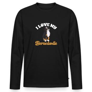 Bernedoodle Hund - Männer Premium Bio Langarmshirt - Schwarz - Vorne - Nico (187cm)