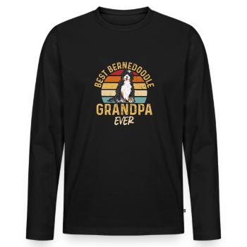 Bernedoodle Dog - Men's Premium Organic Long Sleeve Shirt - black - Front - Nico (187cm)