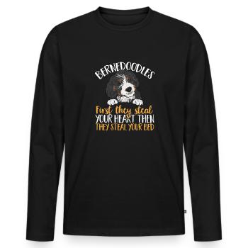 Bernedoodle Hund - Männer Premium Bio Langarmshirt - Schwarz - Vorne - Nico (187cm)
