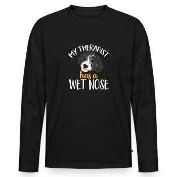 Bernedoodle Hund - Männer Premium Bio Langarmshirt - Schwarz - Vorne - Nico (187cm)