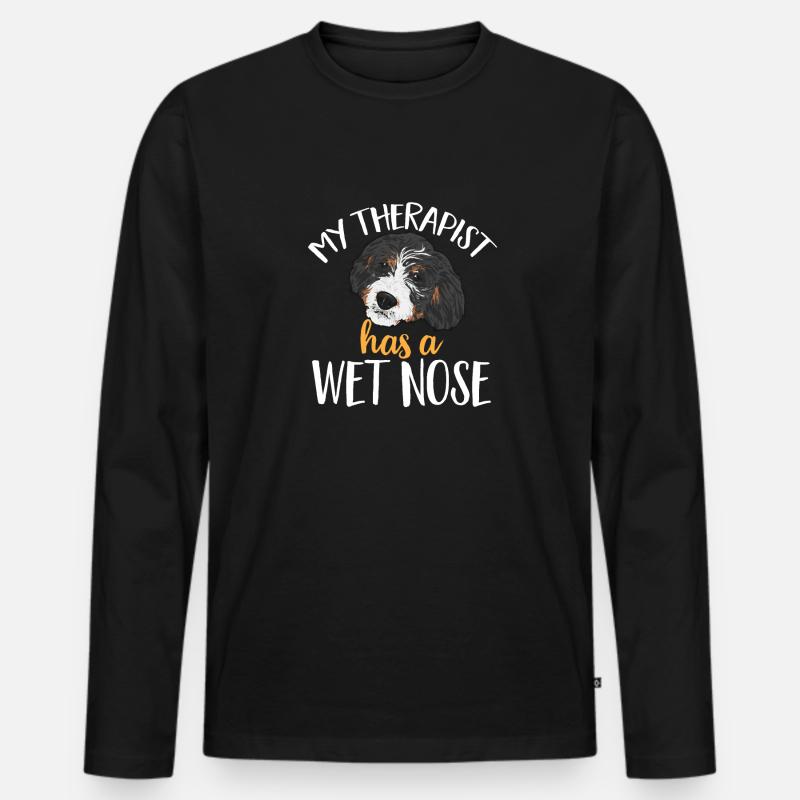 Bernedoodle Hund - Männer Premium Bio Langarmshirt - Schwarz