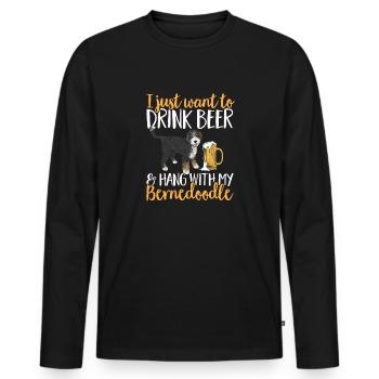 Bernedoodle Dog - Men's Premium Organic Long Sleeve Shirt - black - Front - Nico (187cm)