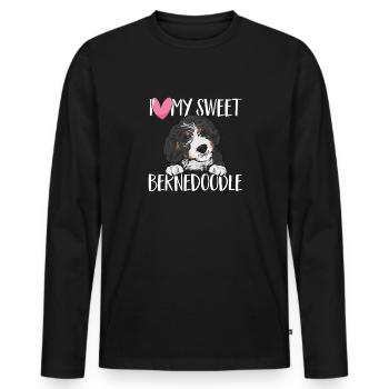 Bernedoodle Hund - Männer Premium Bio Langarmshirt - Schwarz - Vorne - Nico (187cm)