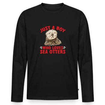 Seeotter - Männer Premium Bio Langarmshirt - Schwarz - Vorne - Nico (187cm)