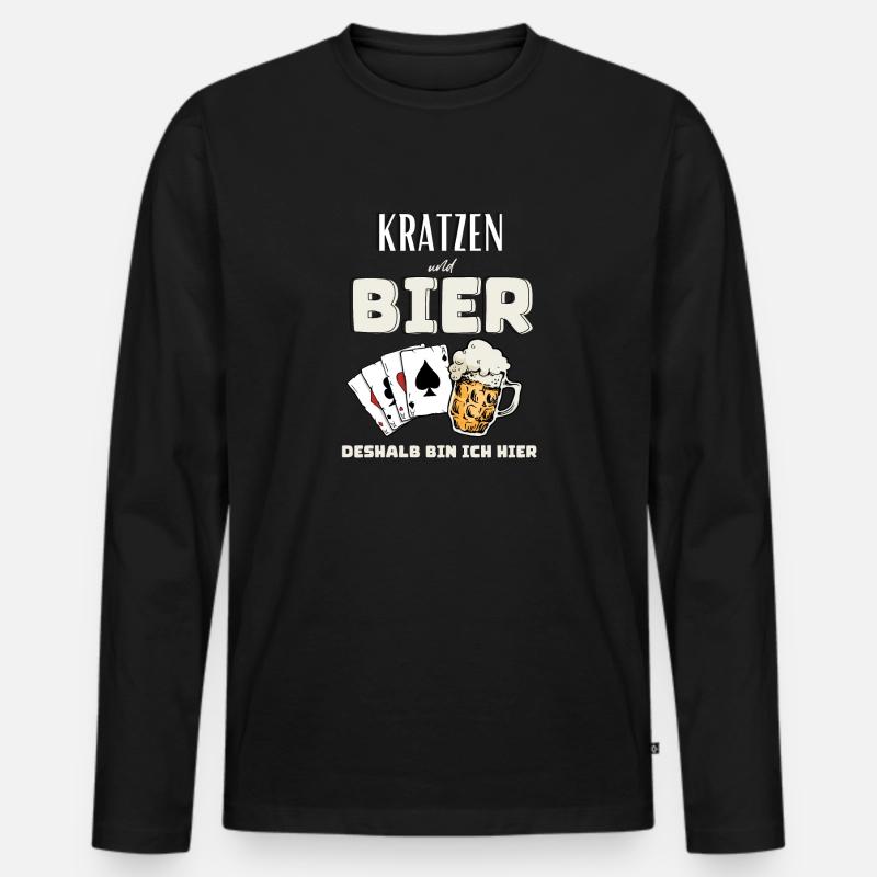 Kratzen und Bier - Männer Premium Bio Langarmshirt - Schwarz