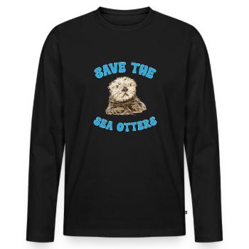 Seeotter - Männer Premium Bio Langarmshirt - Schwarz - Vorne - Nico (187cm)