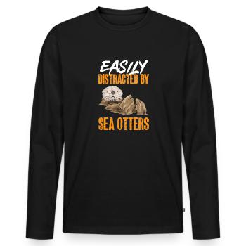 Seeotter - Männer Premium Bio Langarmshirt - Schwarz - Vorne - Nico (187cm)
