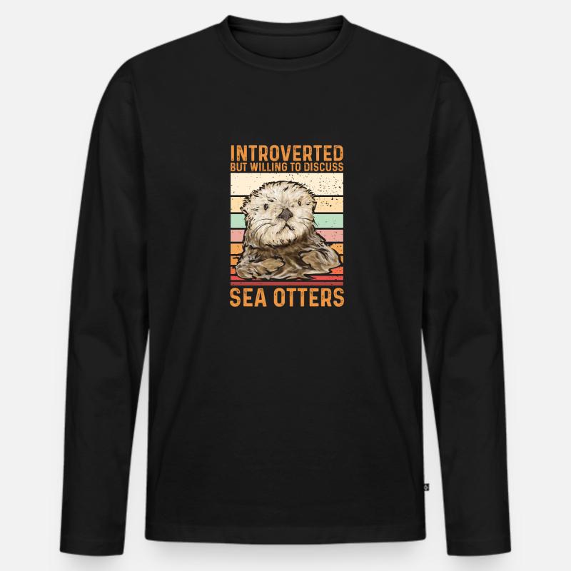 Seeotter - Männer Premium Bio Langarmshirt - Schwarz