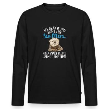Seeotter - Männer Premium Bio Langarmshirt - Schwarz - Vorne - Nico (187cm)