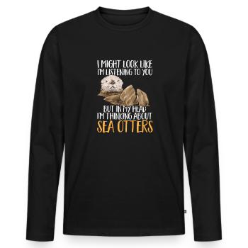 Seeotter - Männer Premium Bio Langarmshirt - Schwarz - Vorne - Nico (187cm)