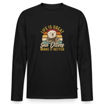 Seeotter - Männer Premium Bio Langarmshirt - Schwarz - Vorne - Nico (187cm)