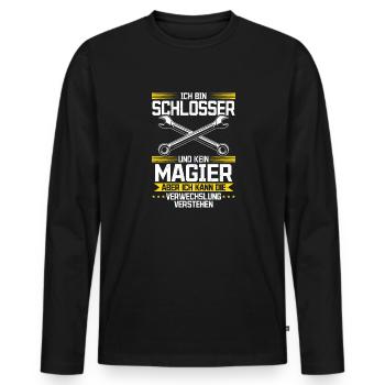 Je suis un serrurier et non un magicien - T-shirt manches longues Premium bio Homme - noir - Devant - Nico (187cm)