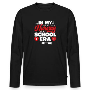 Étudiante infirmière dans mon école d’infirmières - T-shirt manches longues Premium bio Homme - noir - Devant - Nico (187cm)