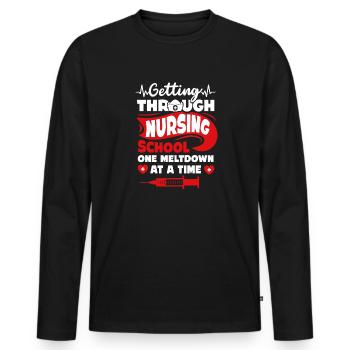 Krankenschwester Studentin lustige Krankenpflegeschule Zitat Absolvent - Männer Premium Bio Langarmshirt - Schwarz - Vorne - Nico (187cm)