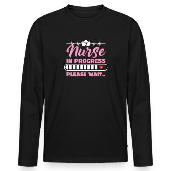 Nurse Student in progress nursing school era - Men's Premium Organic Long Sleeve Shirt - black - Front - Nico (187cm)