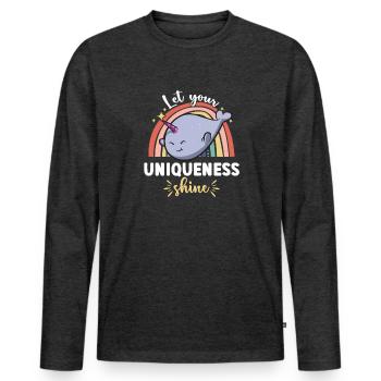 Narwal Einhornwal - Männer Premium Bio Langarmshirt - Anthrazit meliert - Vorne - Nico (187cm)