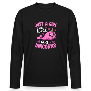 Narwhal Unicorn Whale - Men's Premium Organic Long Sleeve Shirt - black - Front - Nico (187cm)