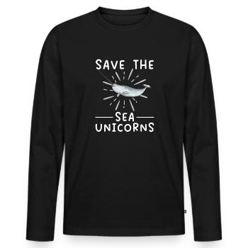 Narwhal Unicorn Whale - Men's Premium Organic Long Sleeve Shirt - black - Front - Nico (187cm)