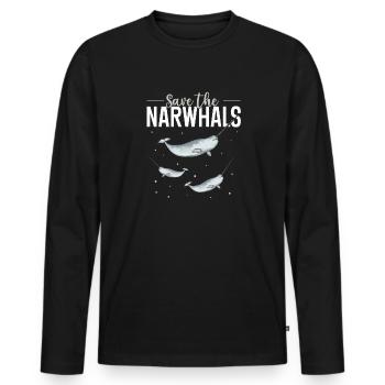Narwhal Unicorn Whale - Men's Premium Organic Long Sleeve Shirt - black - Front - Nico (187cm)